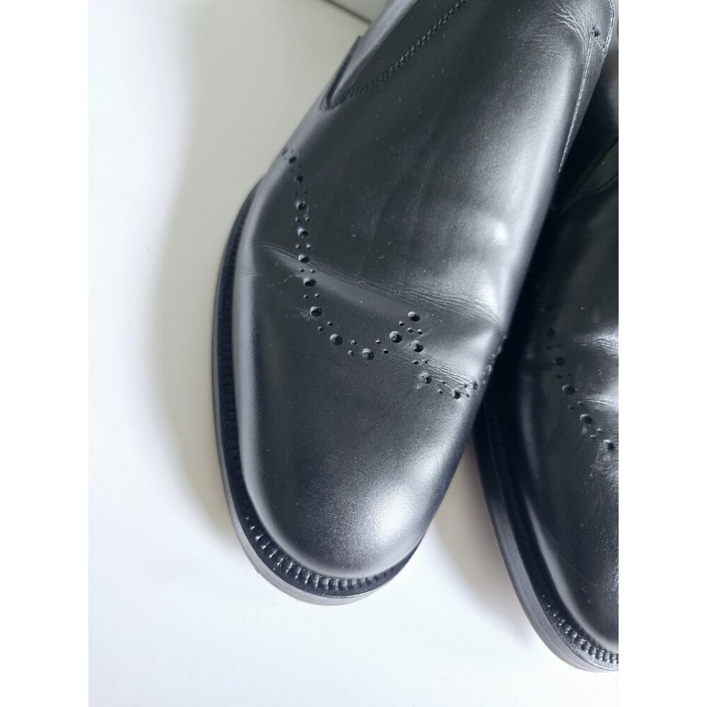 Allen Edmonds Lucca Black Leather Slip On Brogues Mens Dress Shoes Loafers 9 - Picture 7 of 11